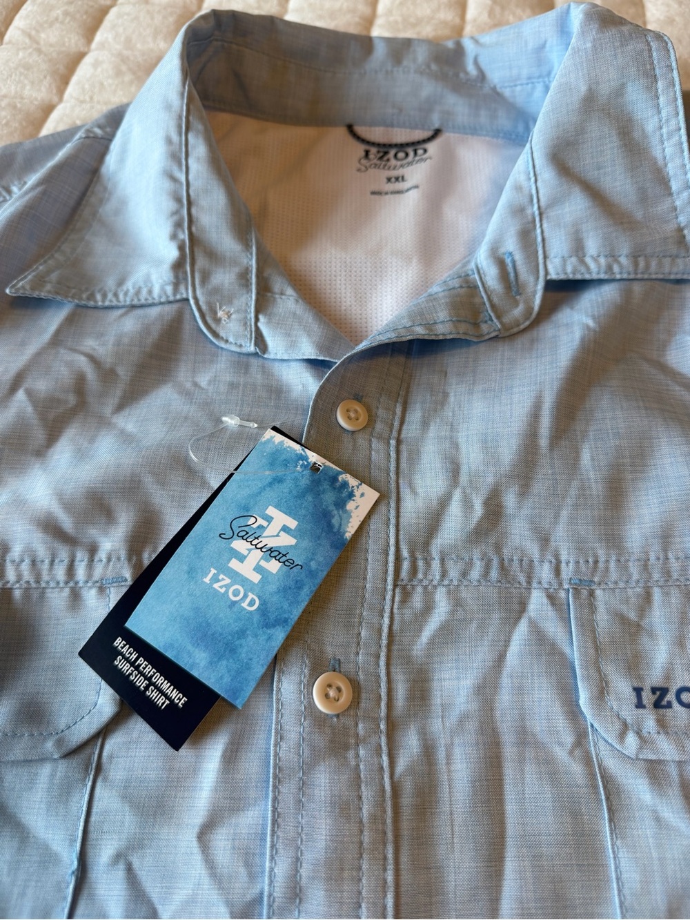Izod Saltwater Sky Blue Button-Down Shirt